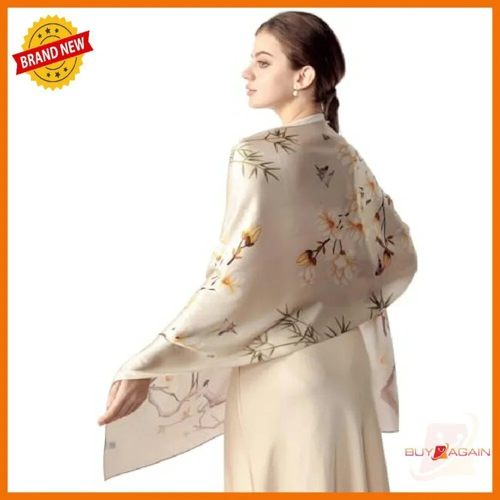 Large 100% Mulberry Silk Scarf Shawl Wrap UV Protection Gift Ready